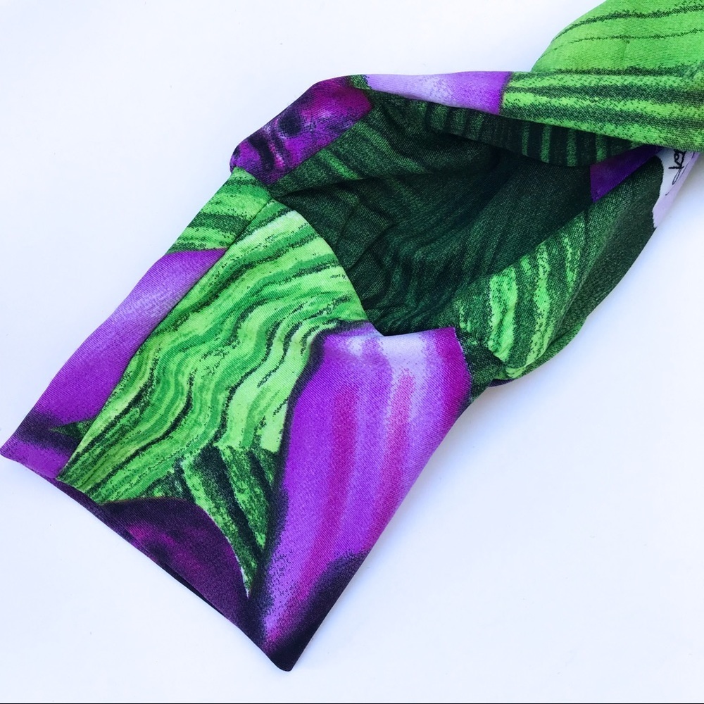 Vintage Runway & Magazine Roberto Cavalli Purple & Green Floral Dress XL - Picture 7 of 10